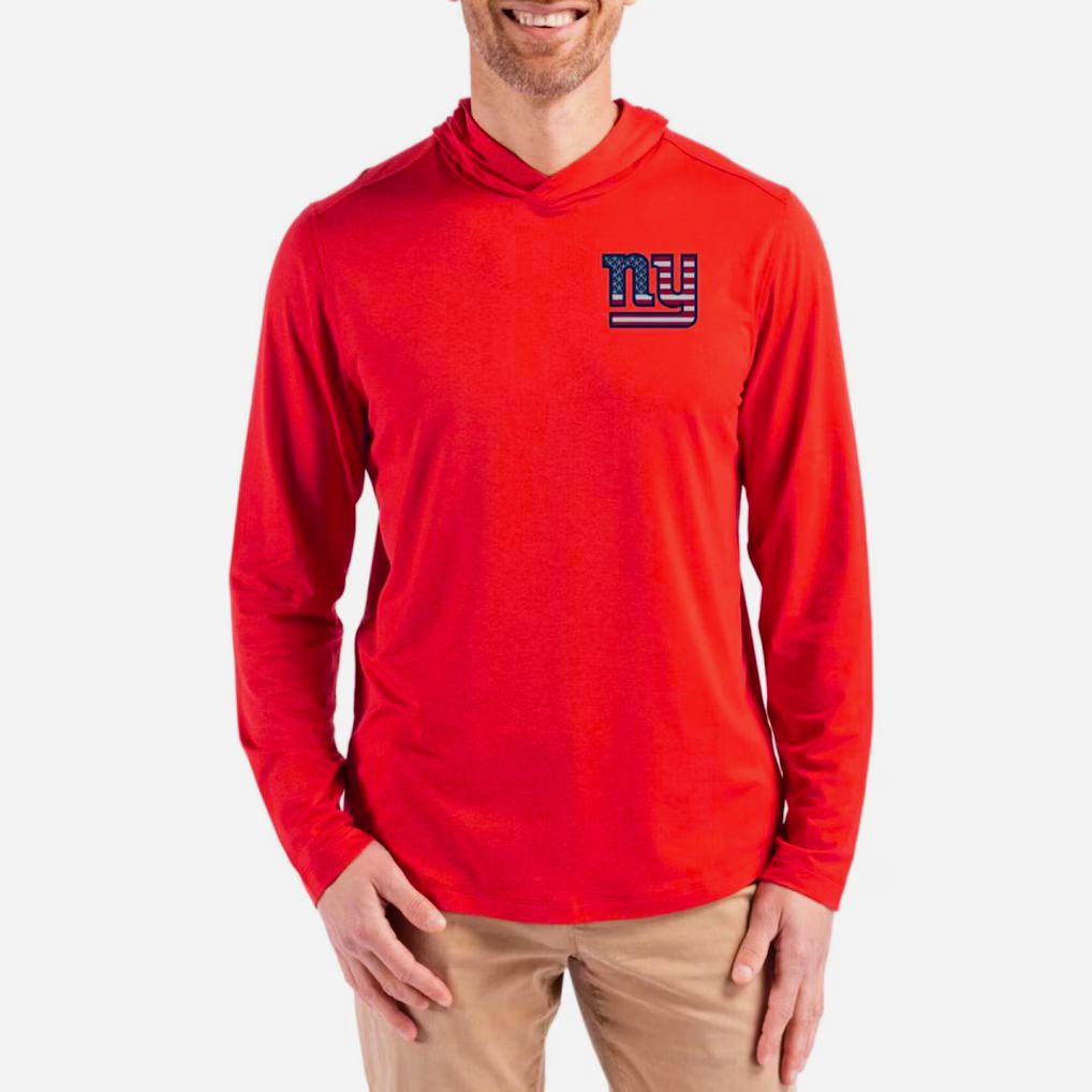 Men 2026 NFL New York Giants Hooded long sleeved T-shirt red 001